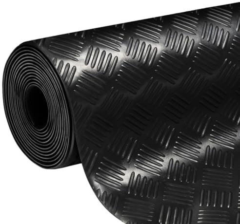 KARAT - Tapis en Caoutchouc antidérapant - Coureur en Caoutchouc - Tapis de Sol Aspect tôle ondulée - Revêtement de Sol résistant de -30°C à +69°C, 3 mm d'épaisseur Modèle Karo Motif carré 140x100 cm
