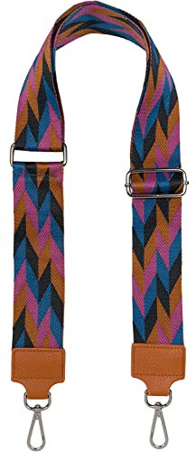 styleBREAKER Ampia borsa a tracolla regolabile con motivo a diamante, tracolla per cambiare borsa, tracolla per cellulare, catena per cellulare 02013031, colore:Marrone-rosa antico-blu