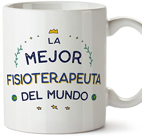MUGFFINS Tazas para FISIOTERAPEUTA mujer - En Español - Mejor del Mundo - 11 oz / 330 ml - Regalo original y divertido