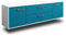 TV-Board Lowboard Aquilina, Wandmontiert, Korpus in Weiss matt, Front im trendigem Türkis (180x49x35cm), mit Metall Griffen, Made in Germany