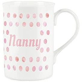 Purely Home Pink Polka Dots Spots Nanny Mug - Fine Bone China Gift/Present Mug for Nanny