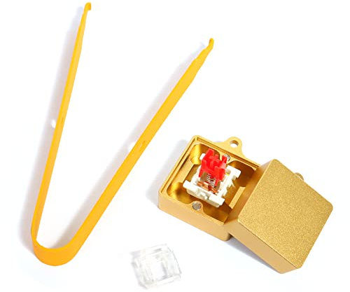 Schalteröffner und Schalterabzieher 2-in-1 Bündel für Cherry MX Outemu Kailh Box Gateron Panda Akko Switches, kompatibel mit 99% mechanischen Hot-Swap-Tastatur (Gold + Orange)