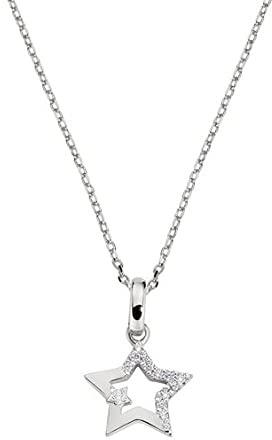 Amen Damen-Halskette, Stern aus Silber mit Zirkonia, 40 cm + 5 verstellbar, klein, Sterlingsilber, Zirkonia