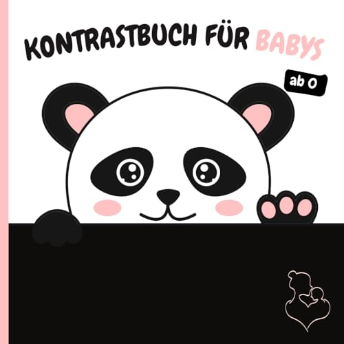 Kontrastbuch Baby - Fördern Sie die visuelle Entwicklung auf spielerische Weise: Babybuch nach Montessori mit Kontrastbildern in Schwarz-Weiß zur Unterstützung der Sehentwicklung von Babys ab 0 Monate