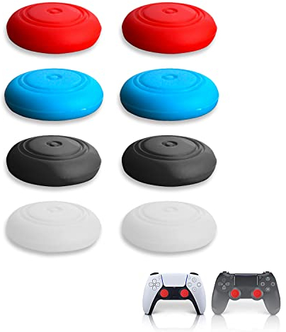 8 Stück Controller-Zubehör Schutzhülle, Thumbstick Kappen Grip Set, Aim Assist Caps, Silikonkappen für Xbox One Series X/S, PS4, PS5 Controller Zubehör Sticks Joystick Aufsätze (4 Farben)