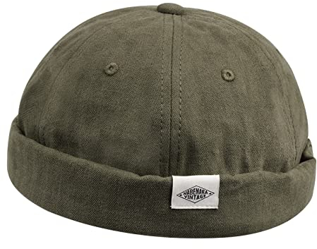 Clakllie Unisex Beanie Docker Brimless Hat Rolled Cuff Harbour Hat Fashion Adjustable Sailor Cap Summer Outdoor Casual Cap for Men Women (CT84-Grey Green)