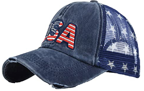 Unisex Erwachsene Outdoor Kampagne Baseball Cap USA Amerikanische Flagge 3D bestickt verstellbar Snapback Trucker Hat, Kappe Herren Basecap Damen Verstellbar Waschbar Klassische (Navy, One Size)