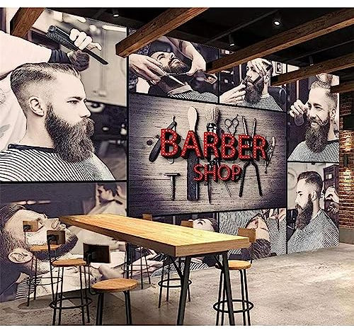 GIVLWF Papier Peint Panoramique de Photo Salon De Coiffure, Coupe De Cheveux De Style De Mode De Coiffure Moderne Poster Murale Intissé - pour Chambre Salon Décoration Murale - 300 x 210 cm