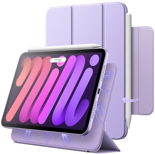 JETech Magnetische Hülle für iPad mini (A17 Pro, 2024 Modell, 7. Generation) / mini 6 (Modell 2021, 6. Generation), Schlank Case (Violett)