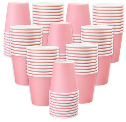Iuuidu Lot de 100 gobelets en carton rose de 85 g pour salle de bain, bain de bouche, pour la maison, le bureau, les mariages, les voyages