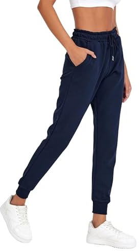COMEOR Jogginghose Damen - Baumwolle Sporthose Lang Warme Trainingshosen, Frauen Freizeithosen, Sweatpants mit Regular Passform für Fitness, Yoga, Freizeit (Dunkelblau M)