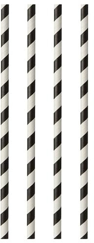 Lot de 1000 pailles en papier Ø 6 mm · 29 cm Rayures noires et blanches