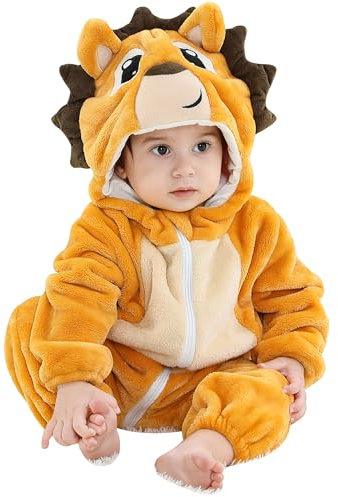 HAHASHOW BéBé d'hiver Grenouillères Combinaison Unisexe Flanelle Barboteuses Manteau à Capuche Enfants Pyjama Jumpsuit pour Garçon et Fille 24-30 Mois, Hérisson
