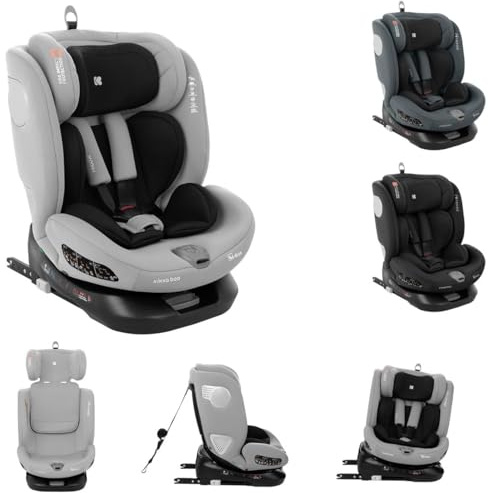 Kikkaboo Kindersitz i-Moove i-Size (40-150cm) Isofix 360-Grad-Drehung Kopfstütze hellgrau
