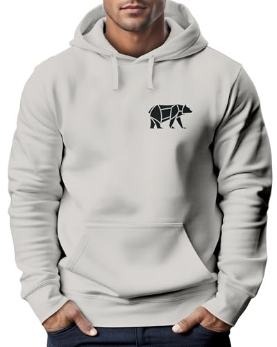 Neverless® Hoodie Herren Print Polygon Bär Natur Outdoor Kapuzenpullover Fashion Streetstyle