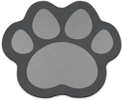 Absorbent Non-Slip Dog Bowl Mat: Grey 40x50 cm Cat Food Mats Feeding Bowl Placemat Rubber Anti-Skid for Puppy Kitten Food Water Bowl Mat Washable Easy Clean No Mould for Dogs Cats
