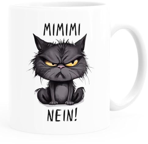 MoonWorks® Taza Morgenmuffel Gato Taza de oficina con texto divertido Guten Morgen MiMimi Lung personalizado propio texto MiMiMi blanco y negro estándar, 194395