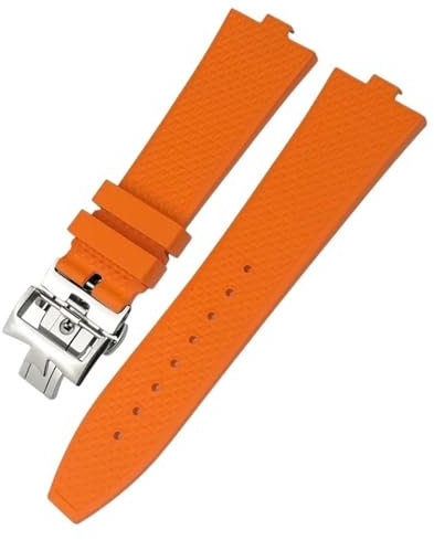 CYSUE Konvexe Fluoros Gummi-Uhrenarmbänder 24-7 mm passend für Vacheron Constantin Übersee-Schnellwechselgerät Blau Schwarz Orange Armband (Farbe: Orange, Größe: 24 x 7 mm), 24x7mm, Achat