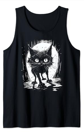 Cute Black Cat Stalks The Night Tank Top