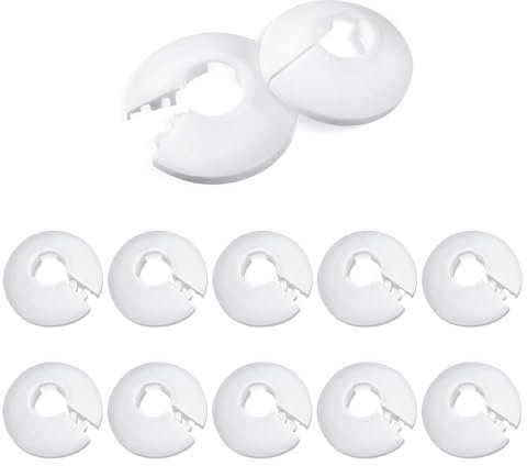 NAYAGOGO 12 PCS Plastic Radiator Pipe Covers White Pipe Collars, Pipe Decoration Cover, White Radiator Pipe Collars, Water Pipe Covers Fit for 15 mm Diameter Pipe