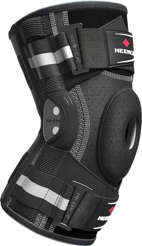 NEENCA Kniebandage gegen Knieschmerzen, Kniestütze mit Scharnier und patentiertem X-Strap Befestigungssystem, starke Stabilität zur Schmerzlinderung, bei Arthritis, Meniskusriss, ACL, PCL, MCL