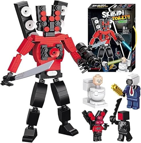 Foreverup Skibidi Building Block Set, 360 PCS Skibidi Toilet Game Model Toys, Camera Man Titan Speaker Man TV Man Figures for Kids And Adults, Birthday Cake Decorations, Best Gift For Gaming Fans
