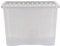 Wham Crystal 80 Liter Storage, Heavy Duty Plastic Storage Box With Lids Home Office Stackable Nestable, Large Storage Boxes With Lids 60 x 40 x 42 cm - Tint Grey (Pack of 5)