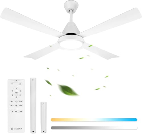 Aigostar Ventilador de Techo con Luz LED 52″ Lampara Ventilador Techo Ultra Silencioso con Mando a Distancia, Motor DC Reversible, CCT 2700K-6500K, Regulable, 6 velocidades, Ø132cm
