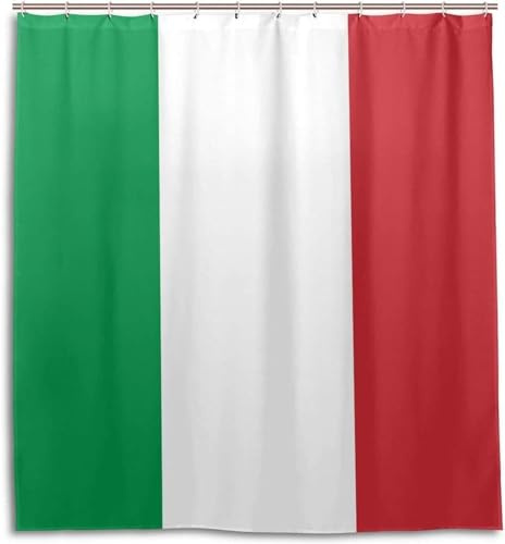 Duschvorhange 180 x 180 Italien-Flagge, 3D Duschvorhang Italien-Flagge Badewanne Vorhang Anti Schimmel Wasserdicht Duschvorhänge Waschbare Badezimmer Vorhänge mit 12 Haken v7191