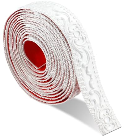 300 * 3.6cm Stuckleisten Wand Selbstklebend,3d Vintage Muster Wandleisten Selbstklebend, Flexibel Zierleisten Selbstklebend Wasserdicht,Wandleiste Selbstklebend Für Spiegelrahmen(Weiß)