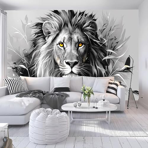 Custom Size Wall Murals - Brick Wall Relief Lion - Self-Adhesive Removable Peel and Stick Wallpaper for Living Room, Bedroom, Bathroom, Office, Large Photo Wallpaper