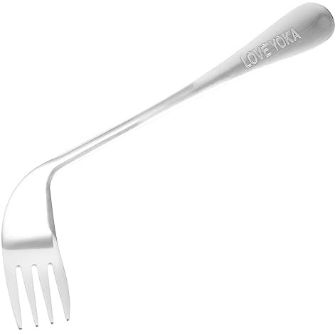 ORFOFE Tenedor Curvado De Inoxidable Para Alimentación Utensilio Angulado Para Pacientes Mayores Dificultades De Agarre