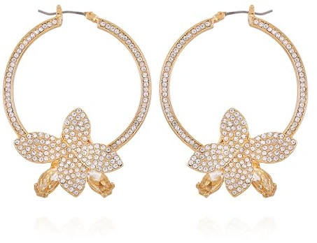 GUESS Goldene Kristall-Creolen mit Blumenmotiv