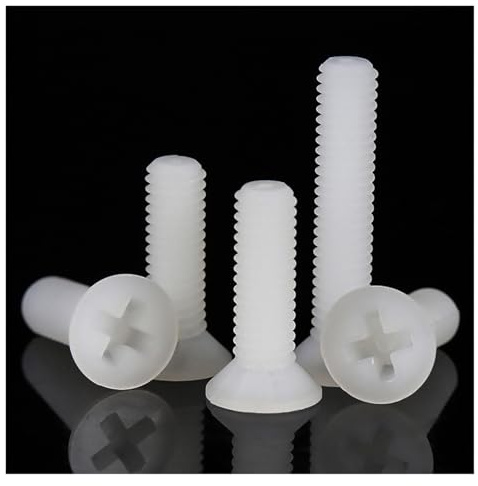 Haroar 20/50 Stück M2 M2.5 M3 M4 M5 Weiße Nylon-Senkkopfschrauben Kunststoff-Flachkopfschrauben Länge: 4~35 mm(M2x5 (50pcs))