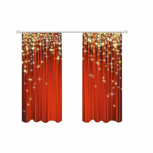 Tende natalizie blackou-t set di 2 pannelli, colore rosso natalizio, semitrasparente, per soggiorno, camera da letto