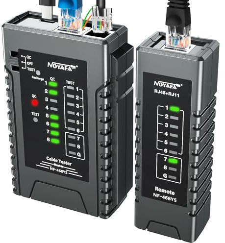 NOYAFA NF-468YS Network Cable Tester, Rechargeable RJ11 RJ45 Ethernet Cable Tester for CAT5 CAT5 CAT6 CAT7, Continuity Tester UTP/STP Cable Toner POE Tester LAN Telephone 60V Anti-Burn Network Tools