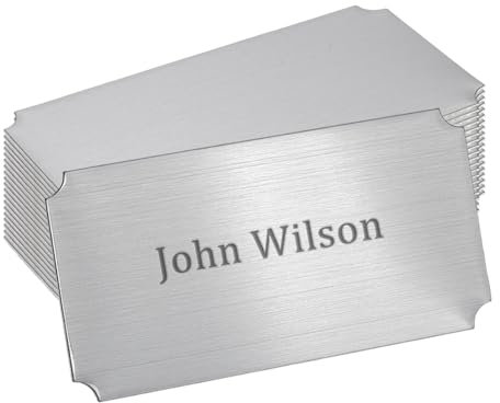 UNICRAFTALE 20 tarjetas de visita en blanco, placas de nombre negras grabadas con láser de 50 mm, acero inoxidable, tarjetas rectangulares, en blanco macizo, placa de nombre, para oficina y escritorio