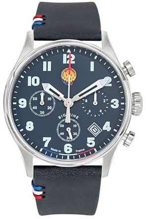 Patrouille de France Armbanduhr Special Edition – Big Nine – Armband aus blauem Leder