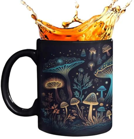 Pilz-Kaffeetasse, Teetasse mit wechselndem Muster | 340 ml Teetasse, magisch und fantasievoll, perfekt für Naturliebhaber, Büro, Zuhause, originelle Geschenkidee für alle Feiertage