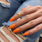SXVME Orange False Nails Medium, Acrylic Press on Nails Almond Solid Color Full Cover Fake Nails Medium Stiletto Stick on Nails for Women DIY Nail Art 24 Pcs