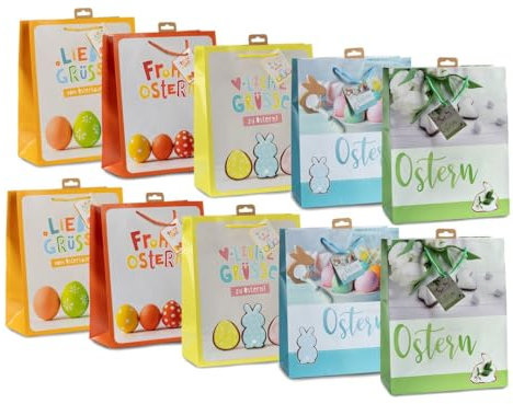 Laro Premium-Line Geschenktüten mit Henkel Large/Groß Ostern Bunt Eier 10/20/40/100stk, Anzahl:20, Muster Tüten:Ostern Bunt Eier