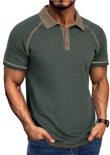 Aro Lora Mens Polo Shirts Short Sleeves T Shirt Casual Golf Polo Collar Buttoned Tops