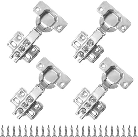 4 Pcs Slide-on 35mm Kitchen Cabinet Wardrobe Door Hinge, Self Closing Kitchen Cupboard Hinge for Wardrobe and Furniture Doors, Hinge with Screws for Easy Installation,Cabinet Hinges