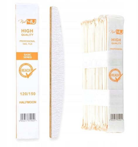 Nail4u Nagelfeile 120/150, Packung Mit 25 | Hochwertige Koreanische Papier Fingernagelfeilen Mit Einzeln Verpackt | Einweg Nagelfeilen Für Maniküre & Pediküre, Ideal Für Kosmetikstudios & Salons