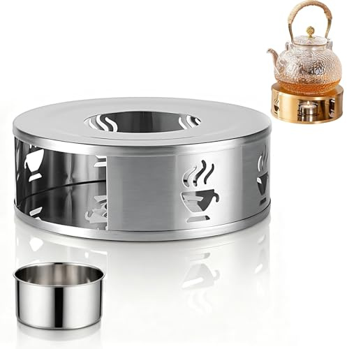 Stövchen Teewärmer Kaffeewärmer, Edelstahl Teewärmer mit Teelichthalter, Eleganter Teelichtofen für Teekannen, Kaffee und Milch, Speziell für die Warmhaltung, Ideal Heißgetränken, Teestövchen Geschenk