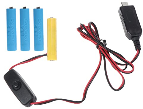 EXQIOUR USB-C-Stromwandler für Batterie mit Schalter, ersetzt 4 Stück, 1,5 V für LED-Licht, Radio, elektronisches T