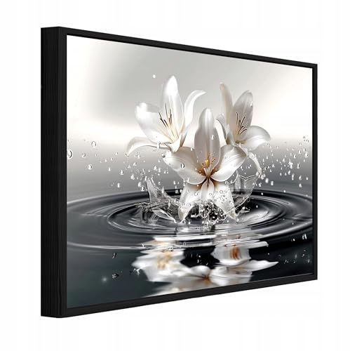 WallArena Leinwand Bilder Blumen - 60 x 40 cm Wasser | Leinwandbilder, Bild auf leinwand, Wandbild XXL groß Wandbilder für Wohnzimmer Schlafzimmer Wohnzimmerbilder