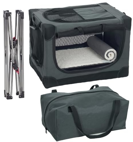 PawHut Hundebox Faltbar Hundetransportbox 60x42x43cm bis 4kg Armeegrün | Mit Kissen,Abnehmbar Waschbar Bezug,Atmungsaktiv,600D Oxford-Gewebe,Hundetasche,Katzen Hunde,Reise Auto