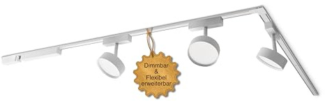 MNK_solution LED Schienensystem Decke Komplettset 3 Deckenstrahler Weiß | Zigbee dimmbar – Deckenlampe für Wohnzimmer, Küche, Esszimmer – moderne Deckenleuchte – Lichtschienensystem