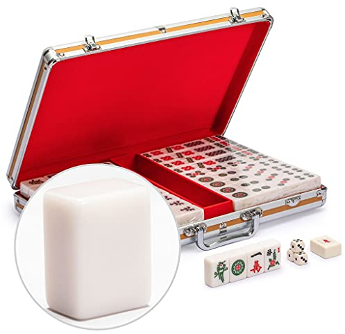 Yellow Mountain Imports Ensemble de Jeu de Mahjong Chinois de Taille Champion avec Malllette en Aluminium avec 146 Tuiles